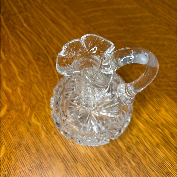 Antique Cut Glass Cruet with Handle & Stopper Etched Glass Decor Delicate Chip - Picture 13 of 14